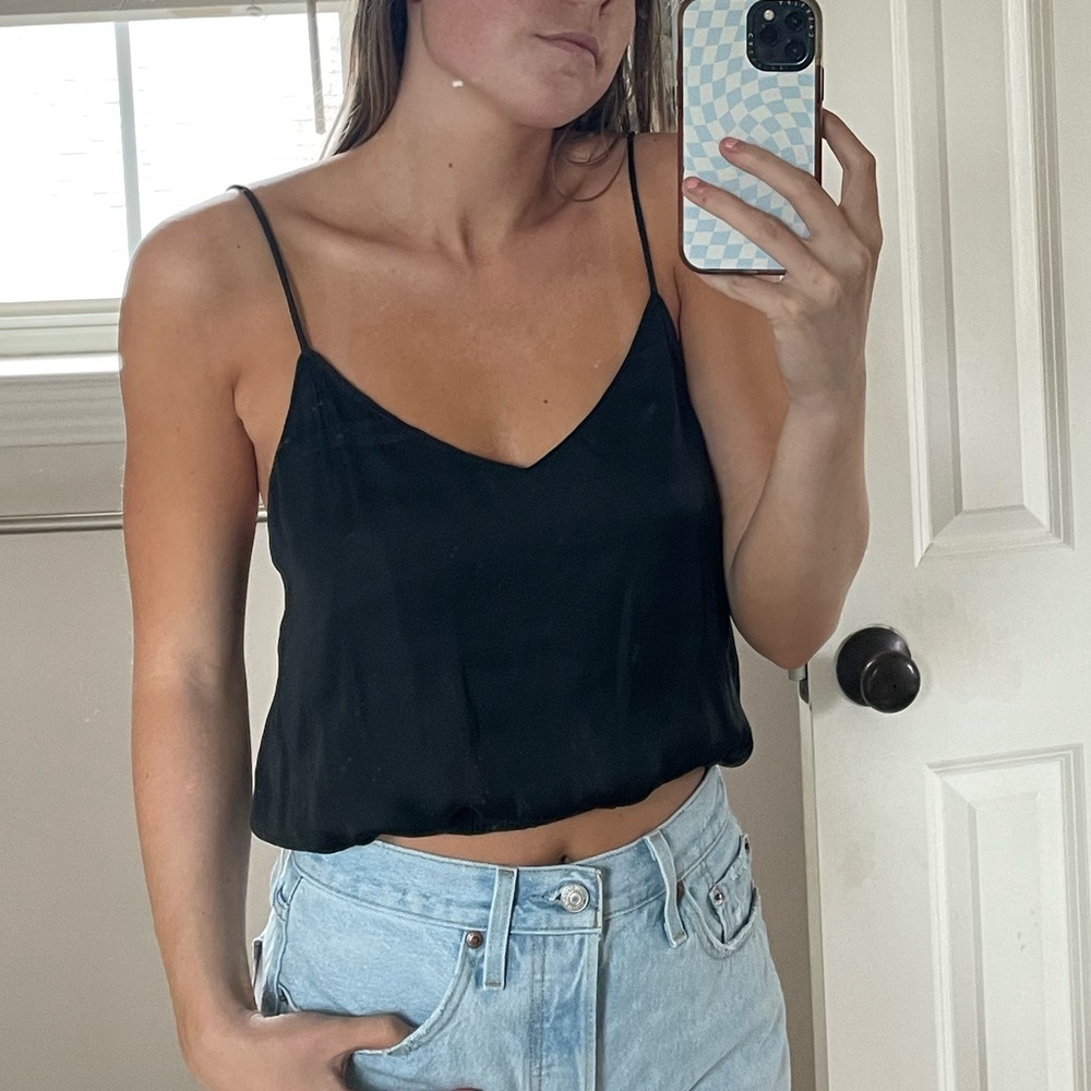 Silk Cropped Tank Top
